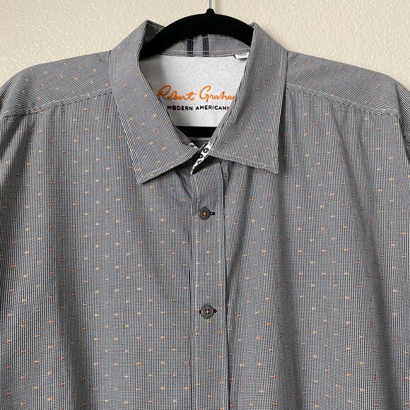 Robert Graham Shirt Mens 2XL Black Modern Americana Houndstooth Retro Preppy - Picture 4 of 14